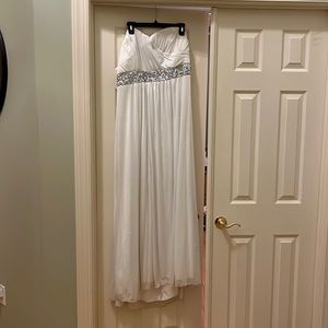 White Sparkly Strapless Gown